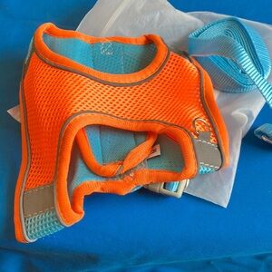 Cat Vest - with leash Orange and Blue brand new